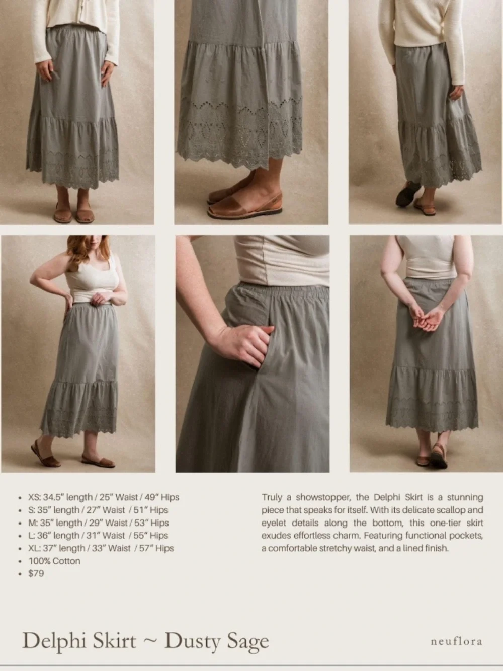 Neuflora Delphi Skirt - Dusty Sage, Size Small - Picture 7 of 7